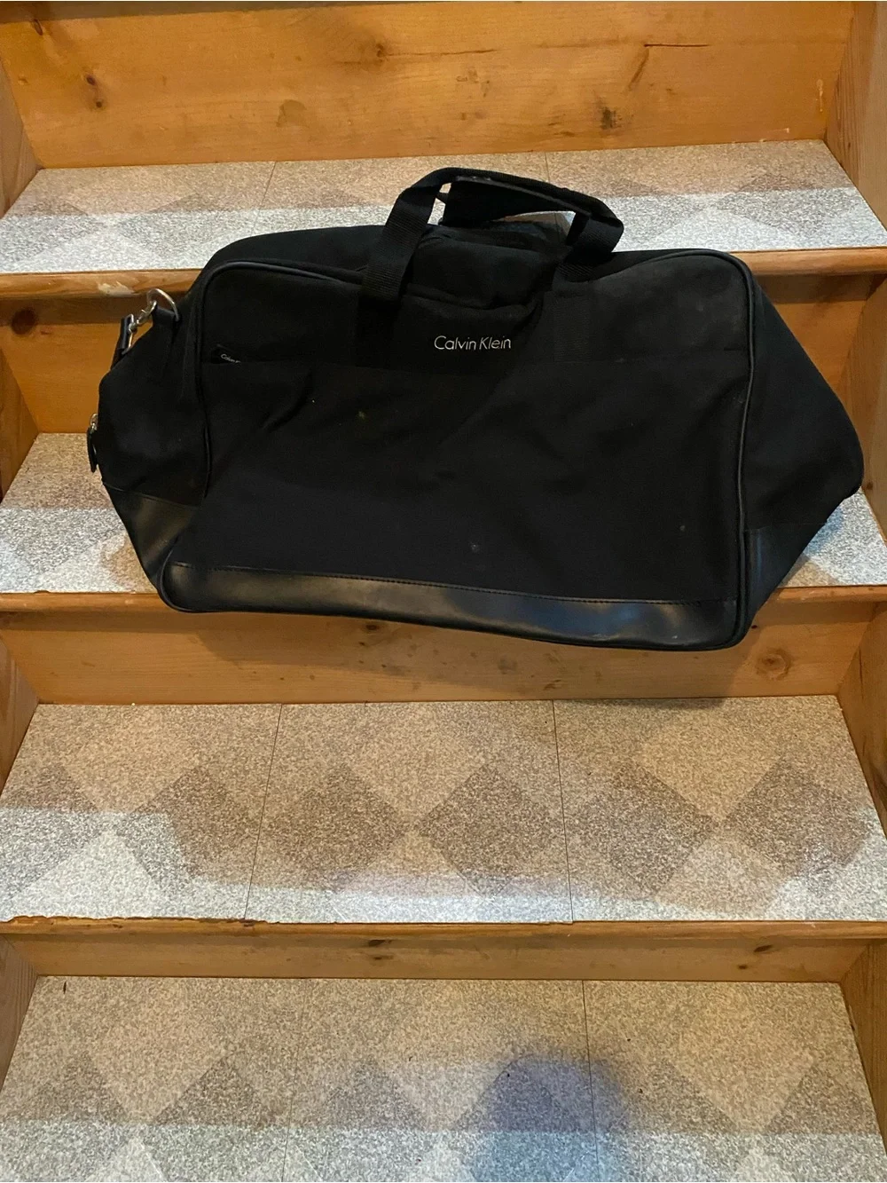 Calvin Klein Black Canvas Duffel Bag with Shoulder Strap